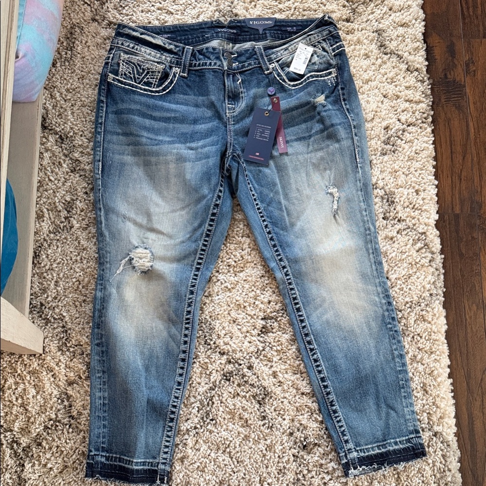 Vigoss Women's Skinny Jeans in Washed Blue with Distressing